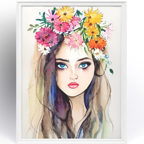 Watercolor Abstract Floral Woman Wall Art Print Poster Unframed - Picture 3 of 10